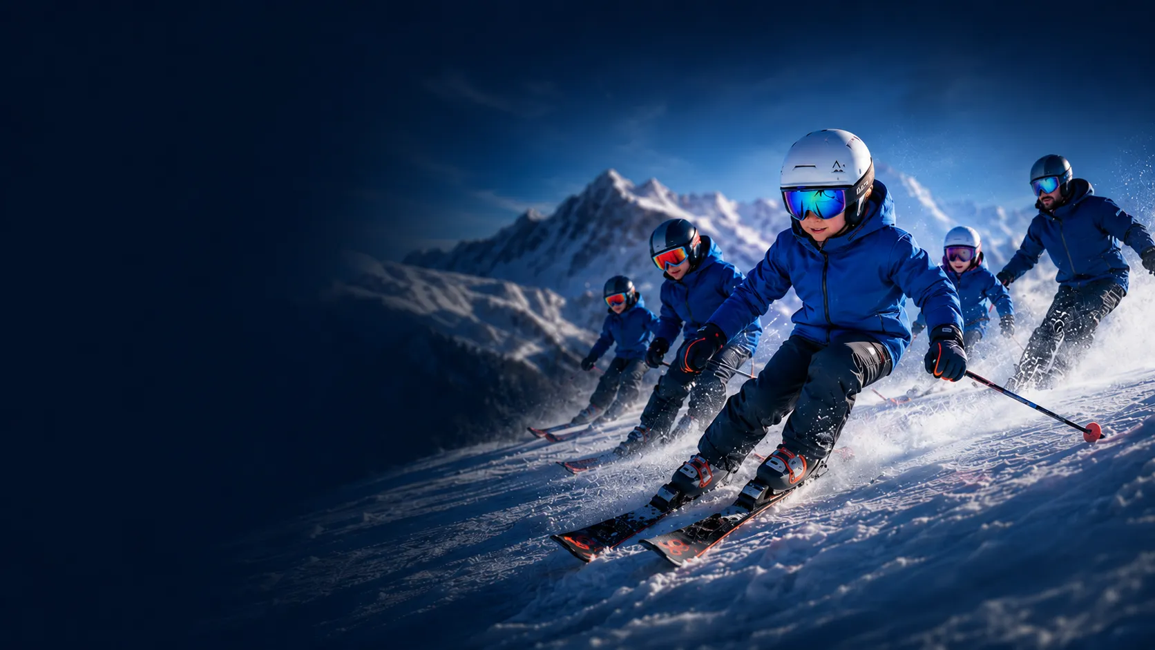 Les Alpes children skiing with their coach